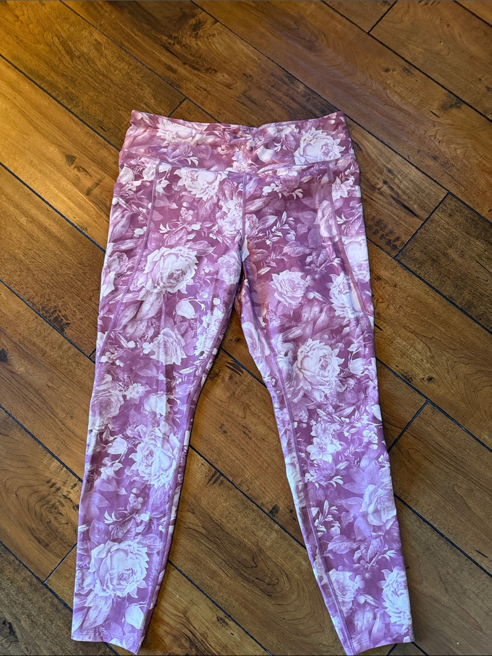 Athletic Works Pink Floral Print womensLeggings